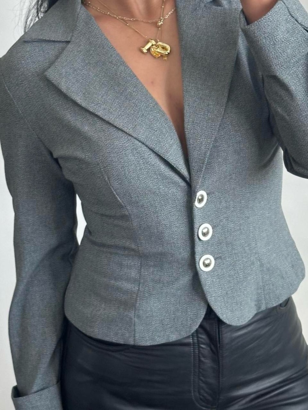 VINTAGE 1990S Tailored Blazer Jacket By ECRU in Charcoal Gray Size-Medium